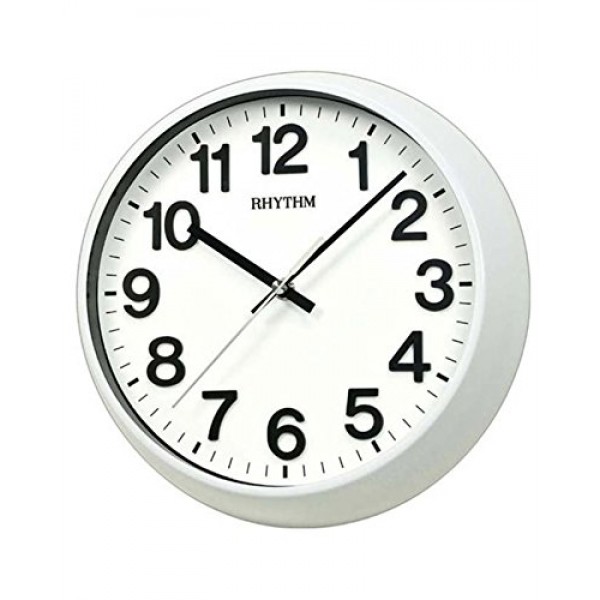 Rhythm Value Added Wall Clock 3D Numerals Metal Case Silent Silky Move Analog White